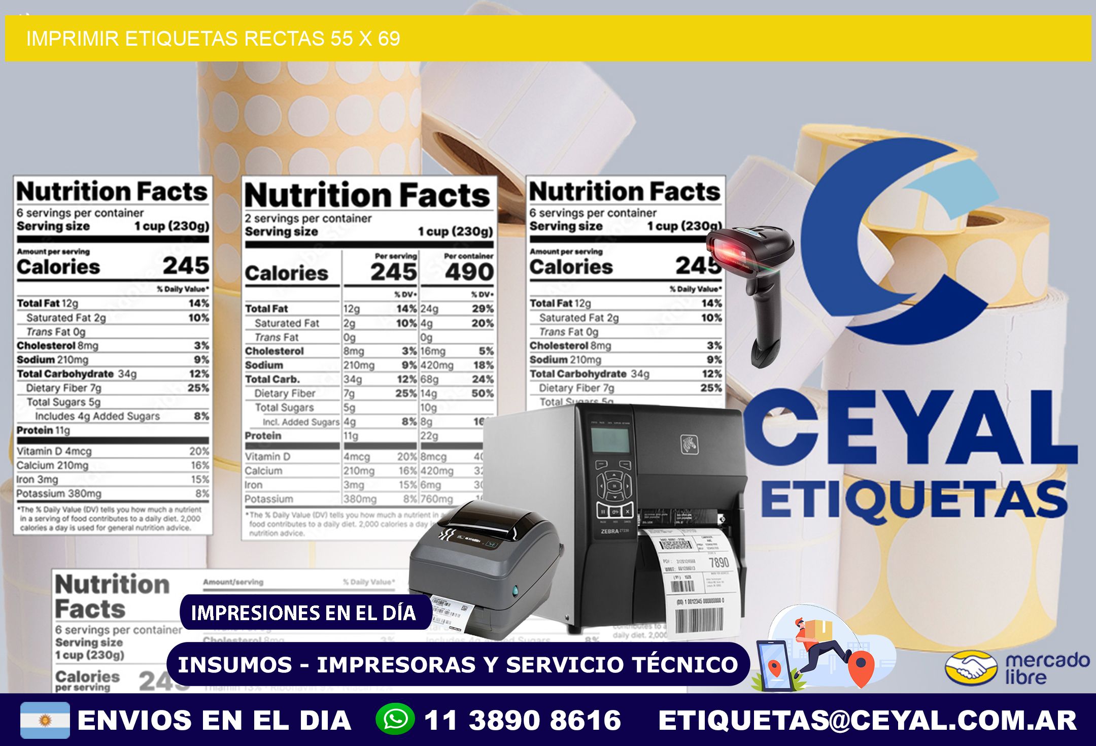 IMPRIMIR ETIQUETAS RECTAS 55 x 69