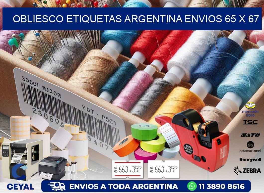 OBLIESCO ETIQUETAS ARGENTINA ENVIOS 65 x 67