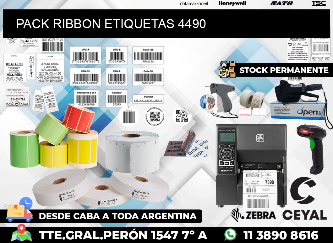 PACK RIBBON ETIQUETAS 4490