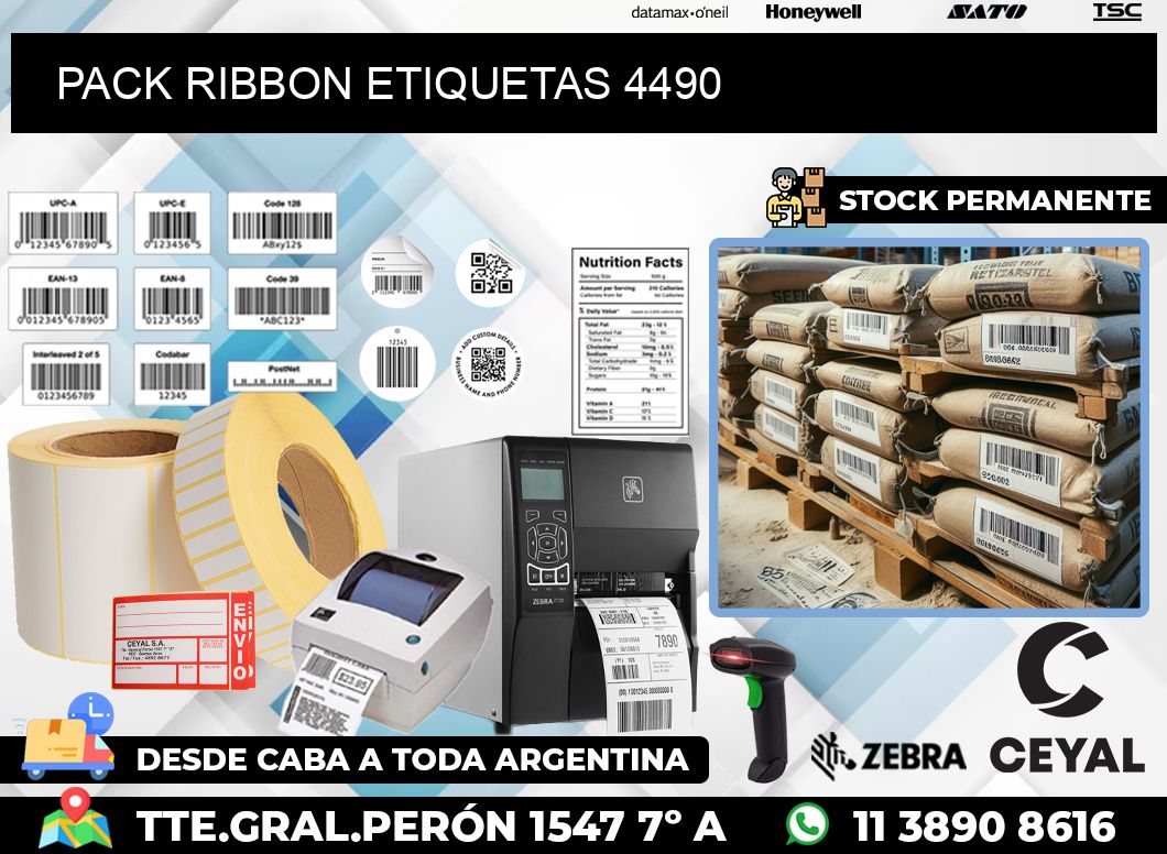 PACK RIBBON ETIQUETAS 4490