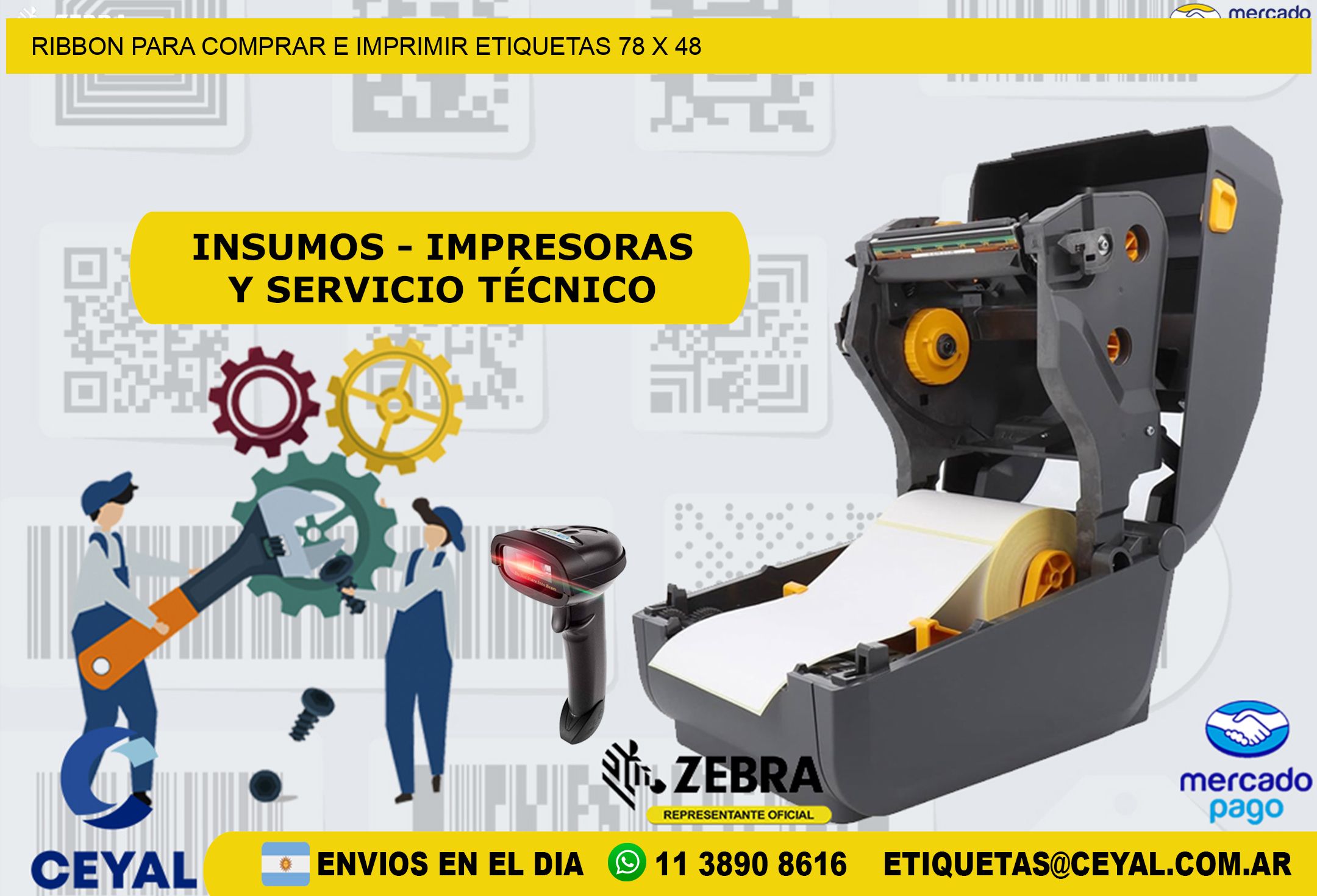 RIBBON PARA COMPRAR E IMPRIMIR ETIQUETAS 78 x 48