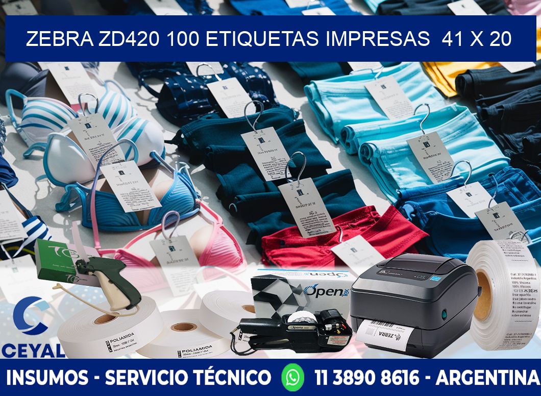 ZEBRA ZD420 100 ETIQUETAS IMPRESAS 41 x 20