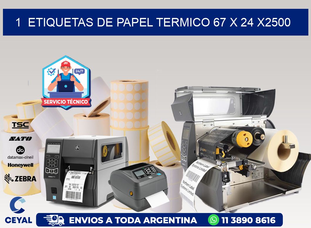 1  ETIQUETAS DE PAPEL TERMICO 67 x 24 X2500