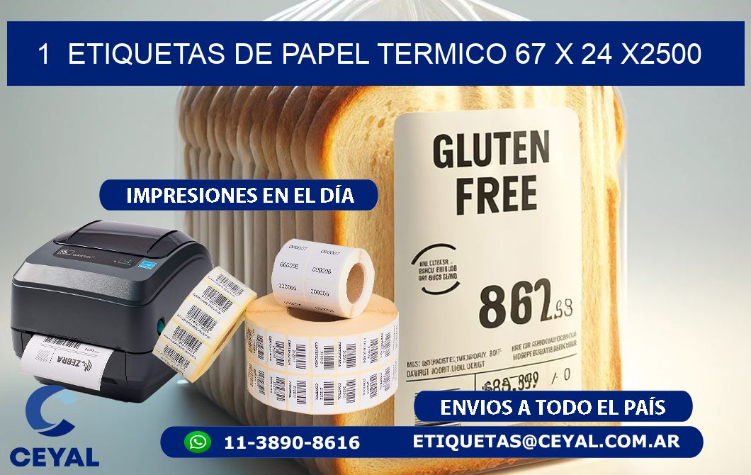 1  ETIQUETAS DE PAPEL TERMICO 67 x 24 X2500