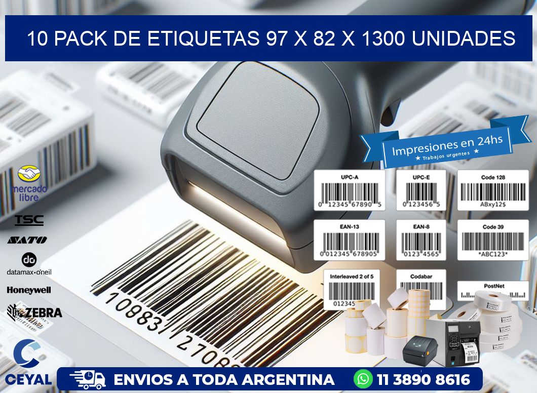 10 PACK DE ETIQUETAS 97 x 82 X 1300 UNIDADES