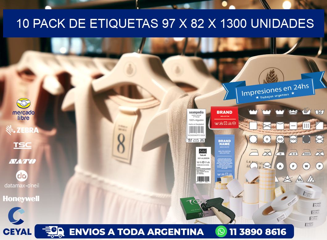 10 PACK DE ETIQUETAS 97 x 82 X 1300 UNIDADES