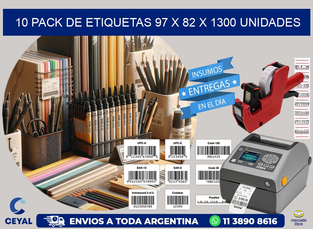 10 PACK DE ETIQUETAS 97 x 82 X 1300 UNIDADES