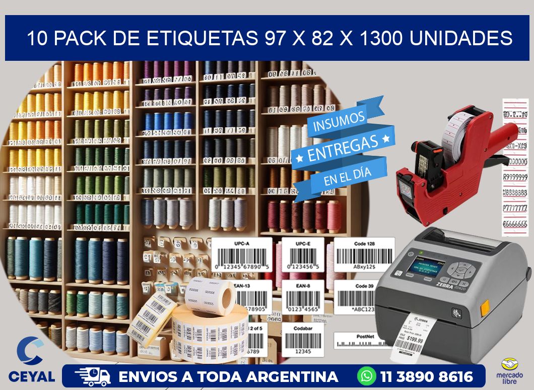 10 PACK DE ETIQUETAS 97 x 82 X 1300 UNIDADES