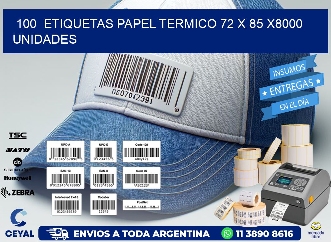 100 ETIQUETAS PAPEL TERMICO 72 x 85 X8000 UNIDADES