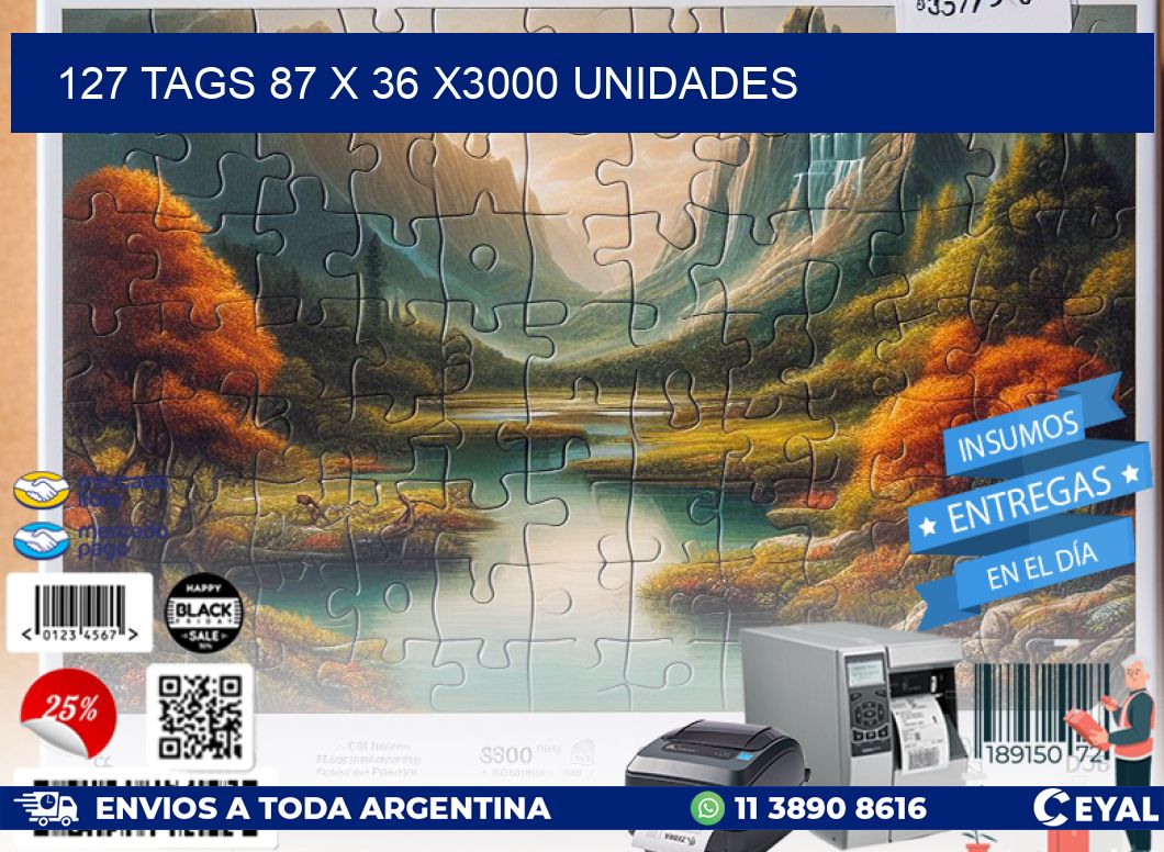 127 TAGS 87 x 36 X3000 UNIDADES
