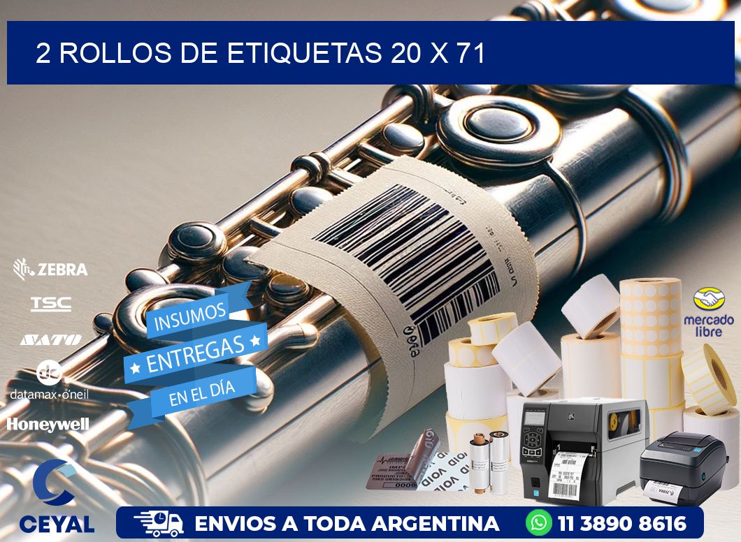 2 ROLLOS DE ETIQUETAS 20 x 71