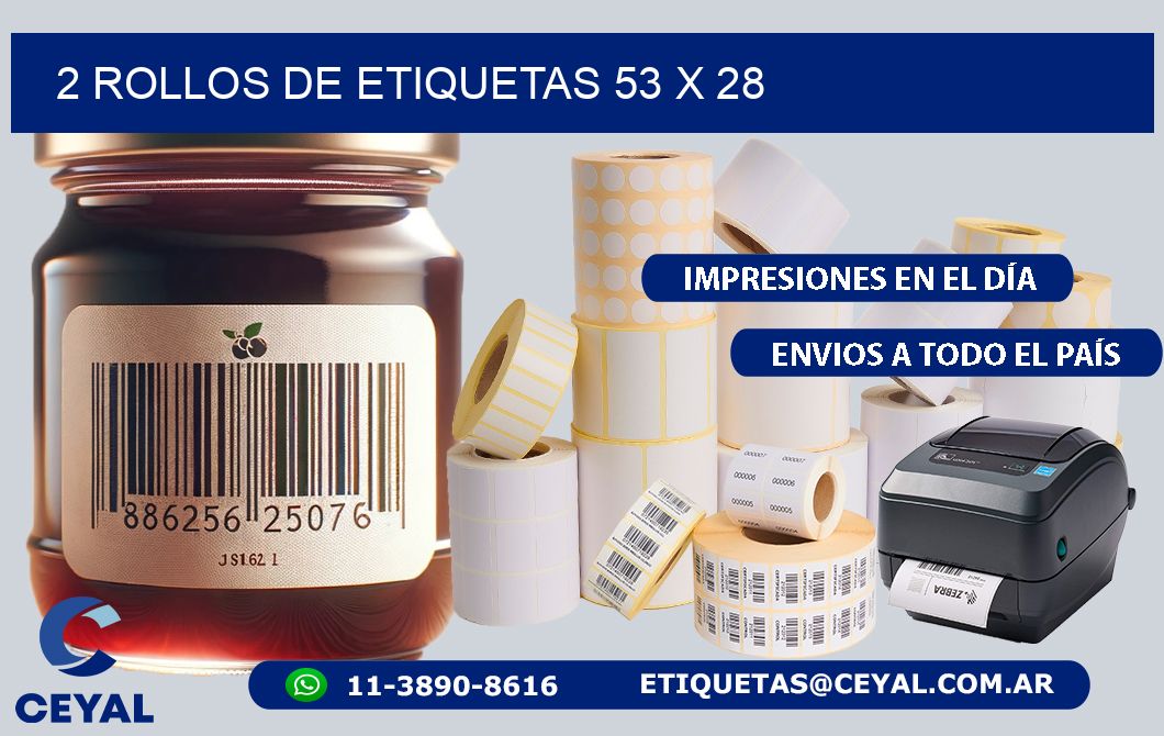 2 ROLLOS DE ETIQUETAS 53 x 28