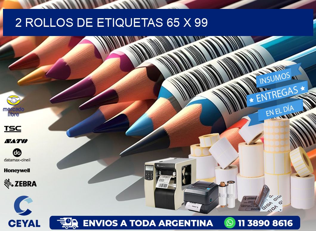 2 ROLLOS DE ETIQUETAS 65 x 99