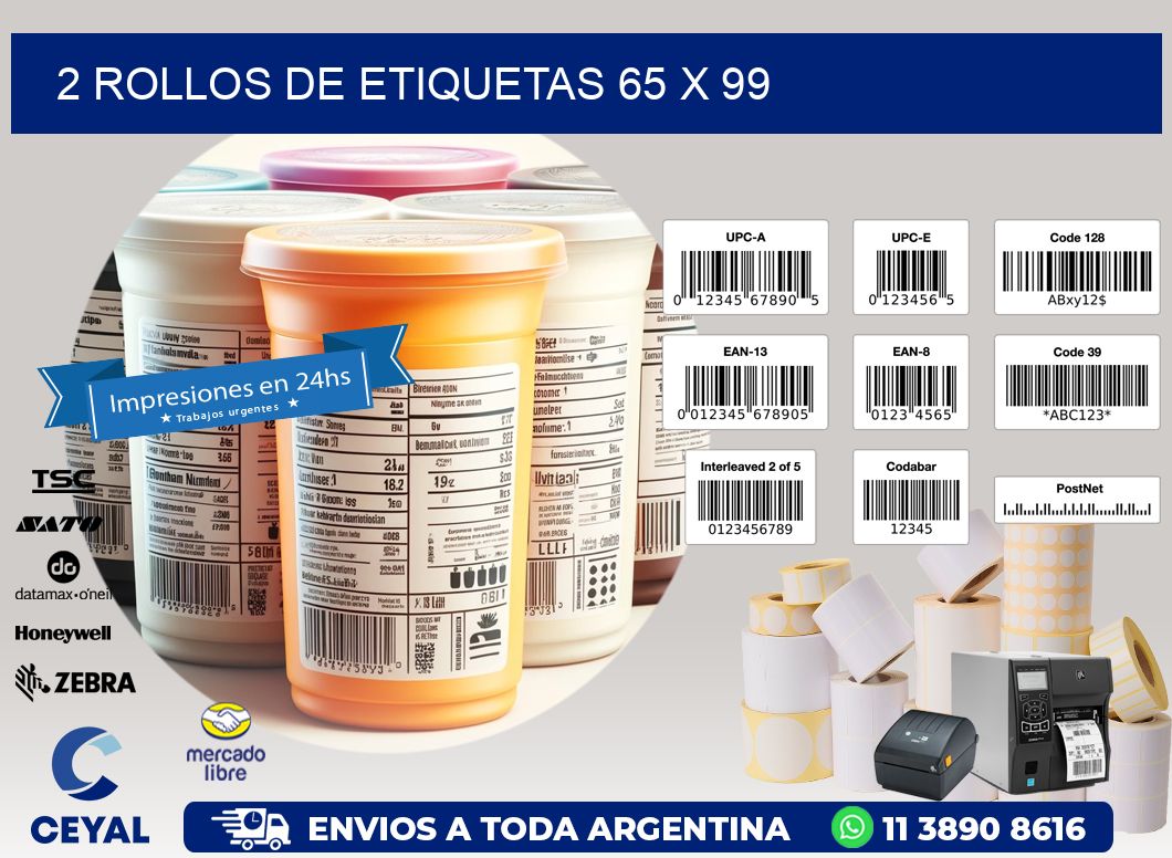 2 ROLLOS DE ETIQUETAS 65 x 99