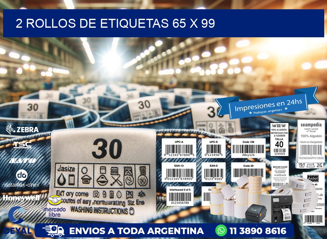 2 ROLLOS DE ETIQUETAS 65 x 99
