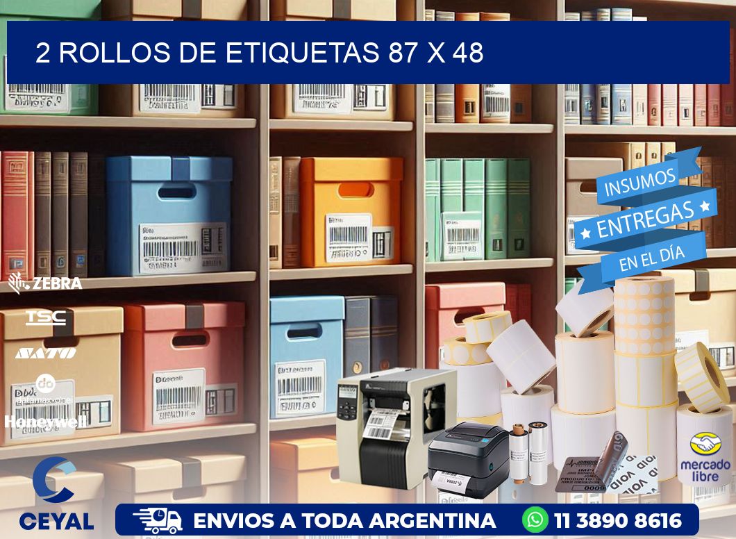 2 ROLLOS DE ETIQUETAS 87 x 48