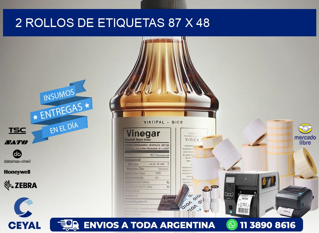 2 ROLLOS DE ETIQUETAS 87 x 48