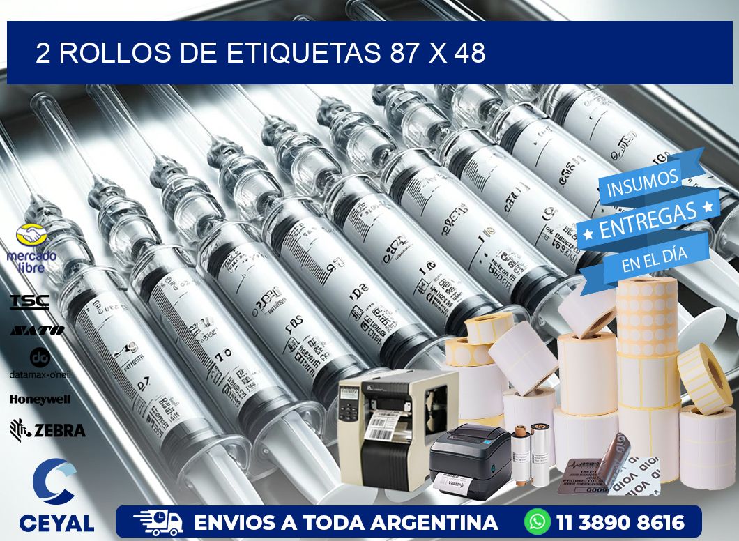 2 ROLLOS DE ETIQUETAS 87 x 48