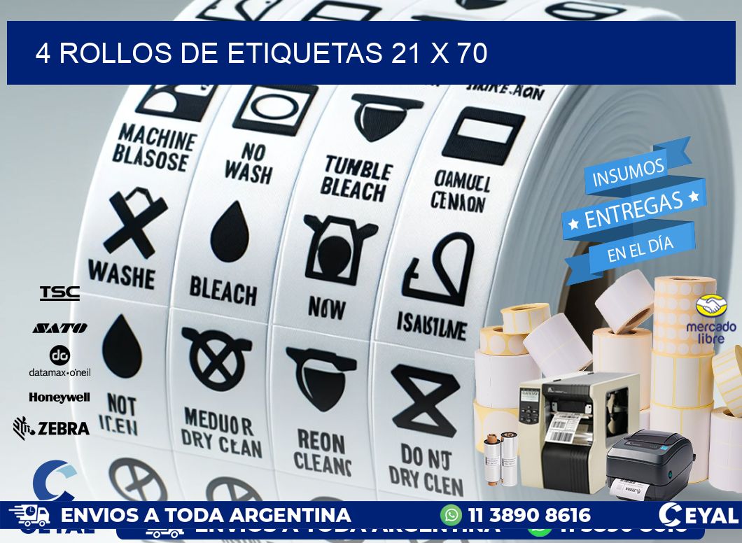 4 ROLLOS DE ETIQUETAS 21 x 70