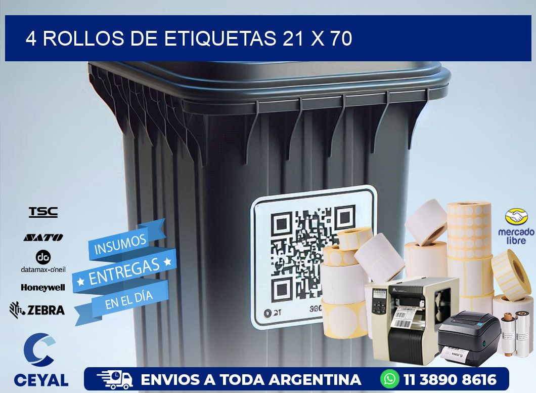 4 ROLLOS DE ETIQUETAS 21 x 70