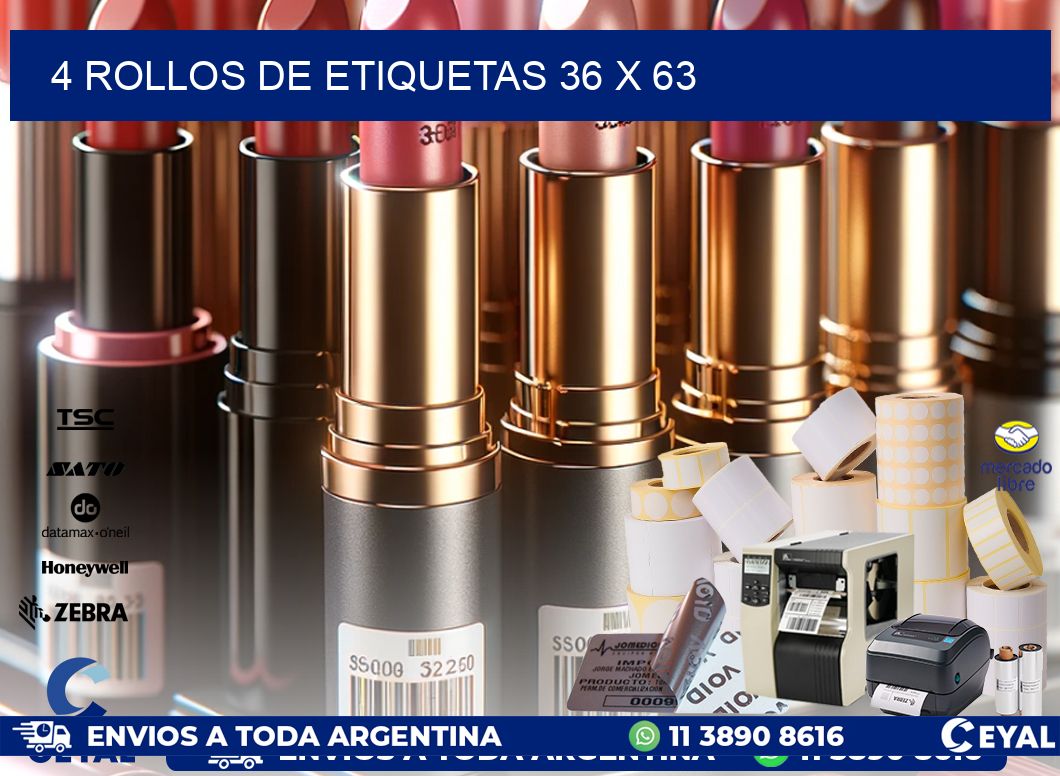 4 ROLLOS DE ETIQUETAS 36 x 63