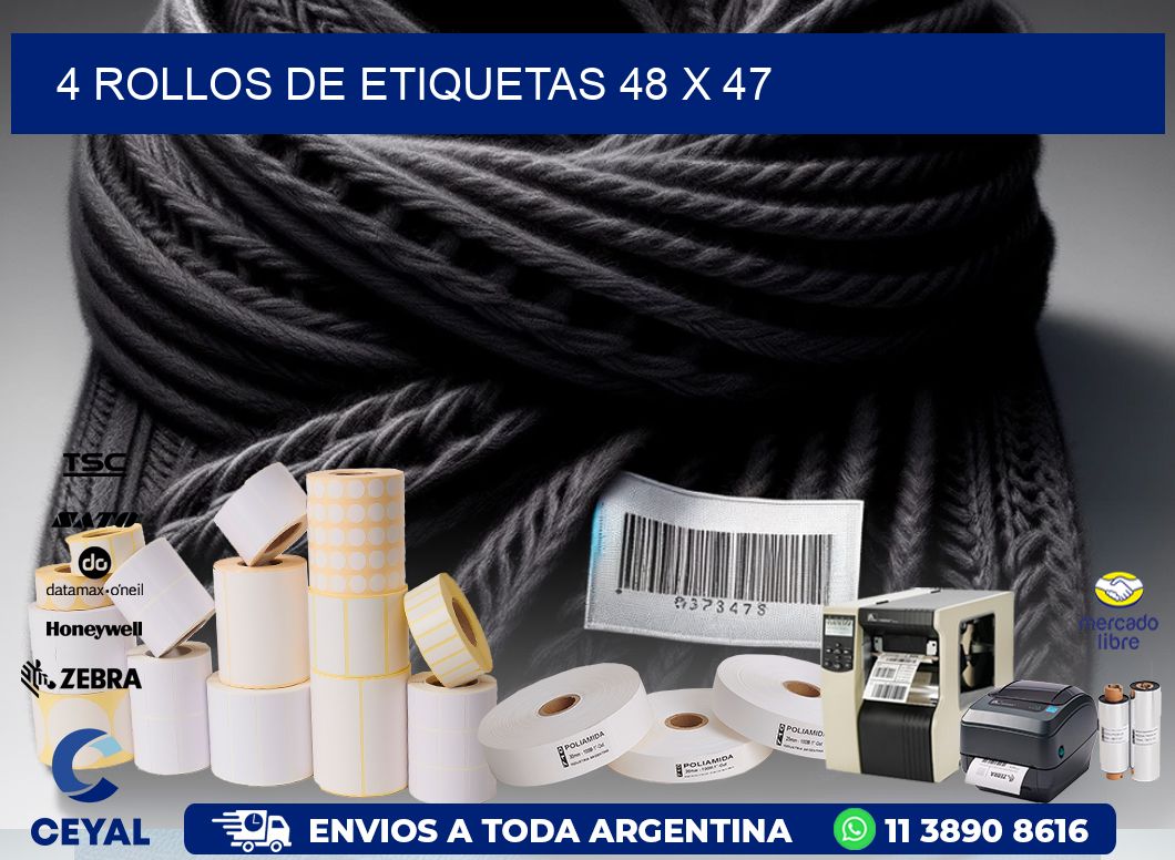 4 ROLLOS DE ETIQUETAS 48 x 47