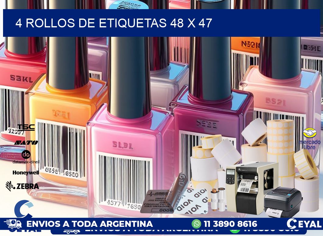 4 ROLLOS DE ETIQUETAS 48 x 47