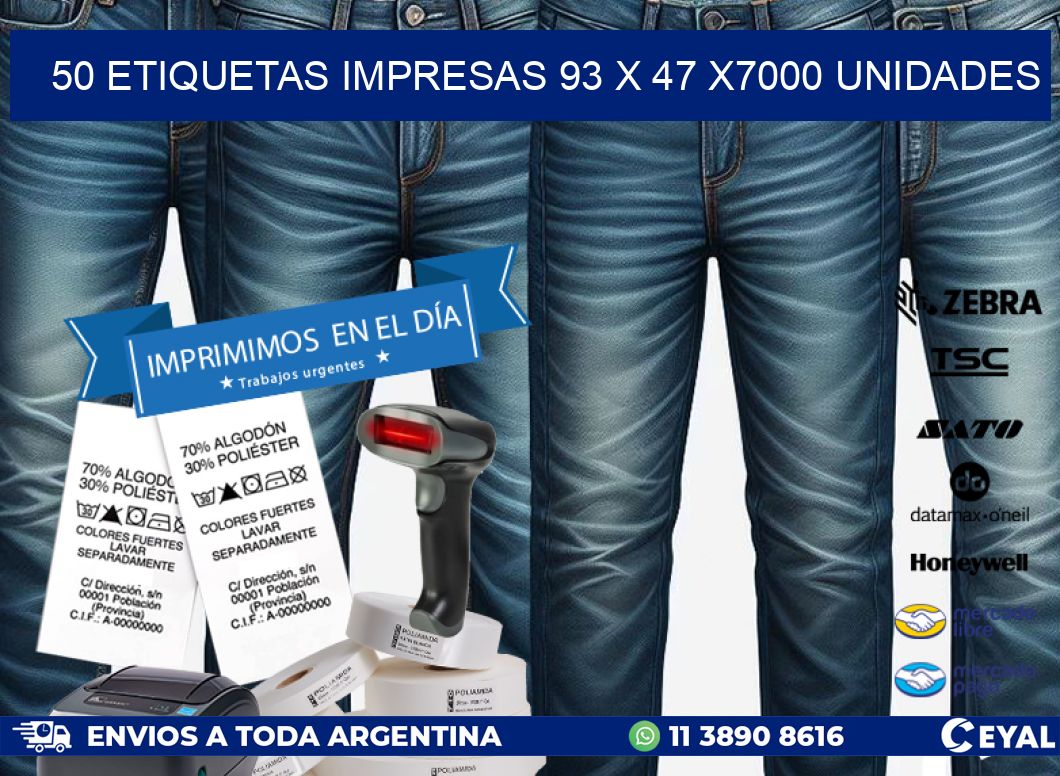 50 ETIQUETAS IMPRESAS 93 x 47 X7000 UNIDADES