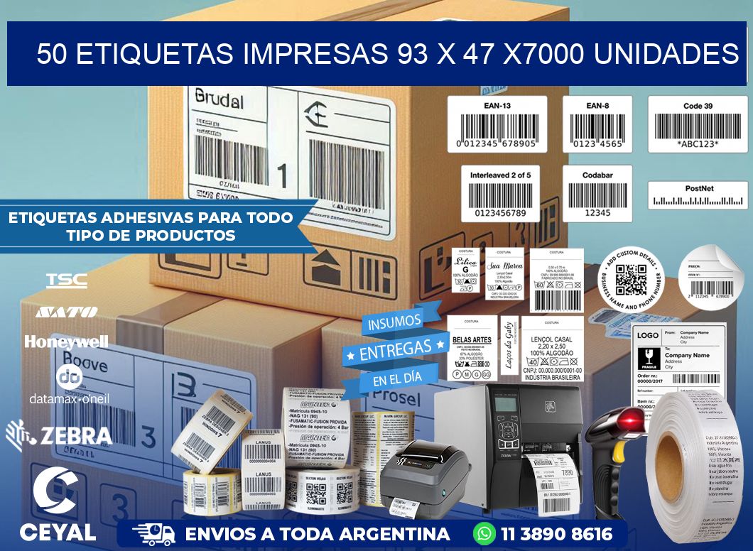 50 ETIQUETAS IMPRESAS 93 x 47 X7000 UNIDADES