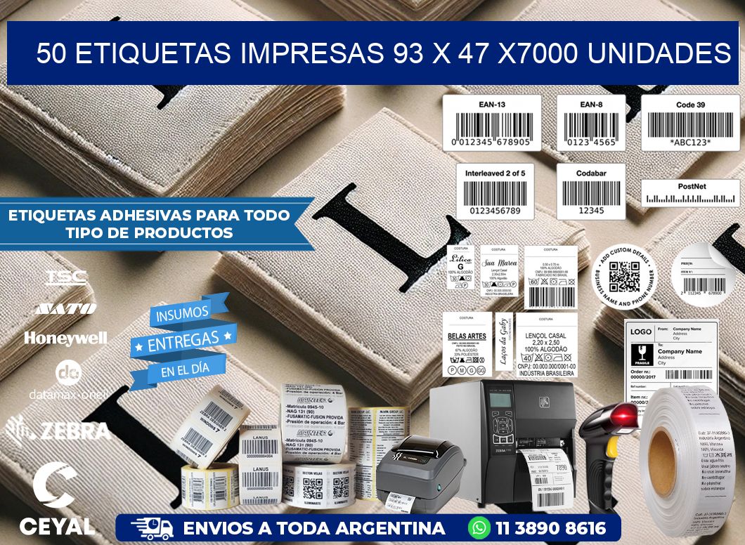 50 ETIQUETAS IMPRESAS 93 x 47 X7000 UNIDADES