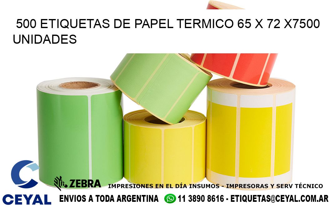 500 ETIQUETAS DE PAPEL TERMICO 65 x 72 X7500 UNIDADES
