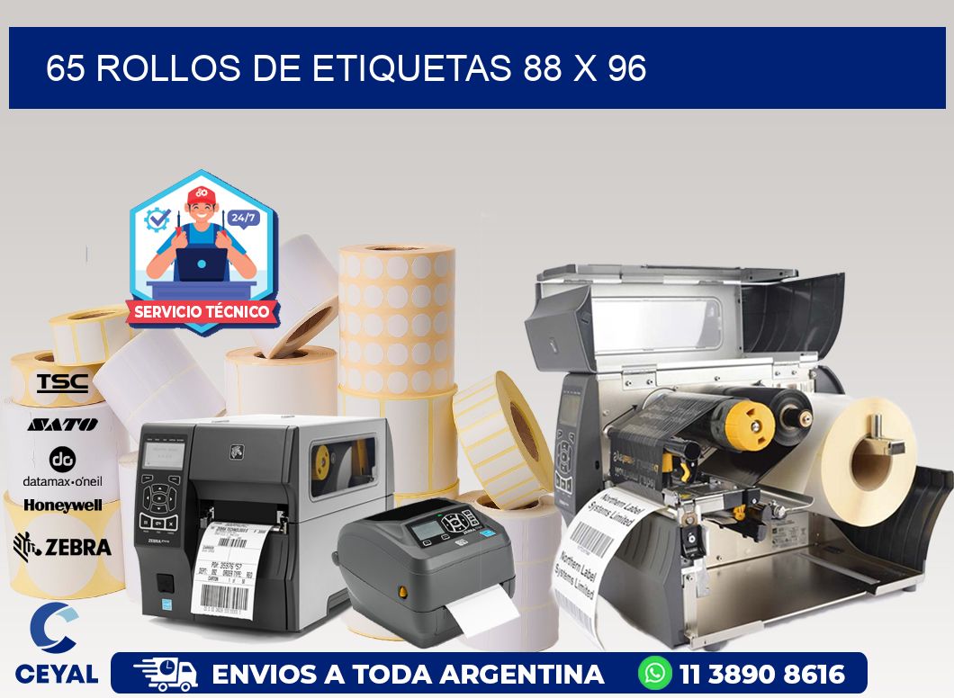 65 ROLLOS DE ETIQUETAS 88 x 96