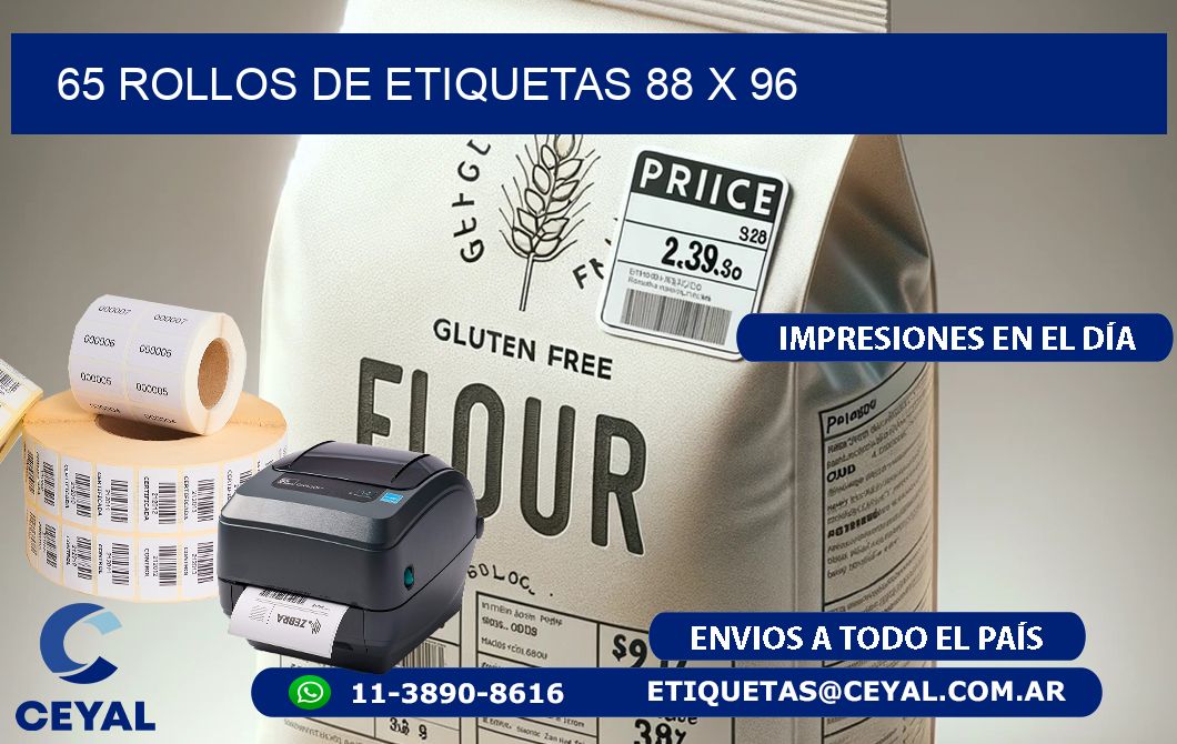 65 ROLLOS DE ETIQUETAS 88 x 96