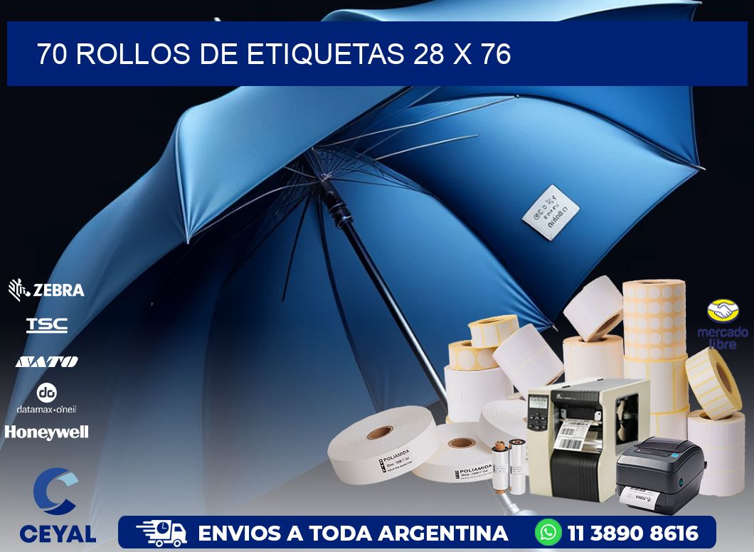 70 ROLLOS DE ETIQUETAS 28 x 76
