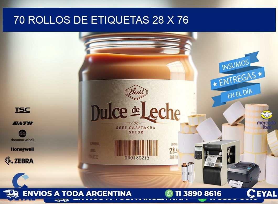70 ROLLOS DE ETIQUETAS 28 x 76