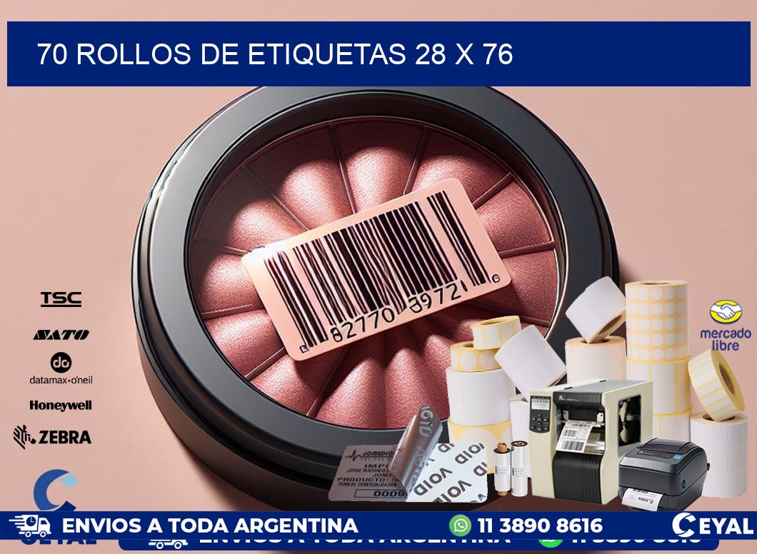 70 ROLLOS DE ETIQUETAS 28 x 76