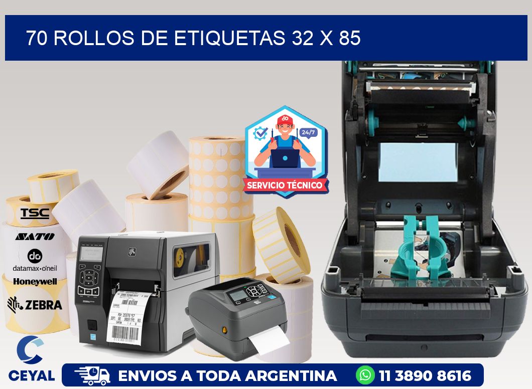 70 ROLLOS DE ETIQUETAS 32 x 85