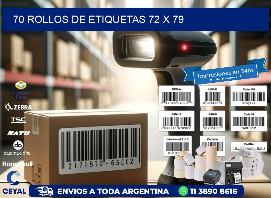 70 ROLLOS DE ETIQUETAS 72 x 79