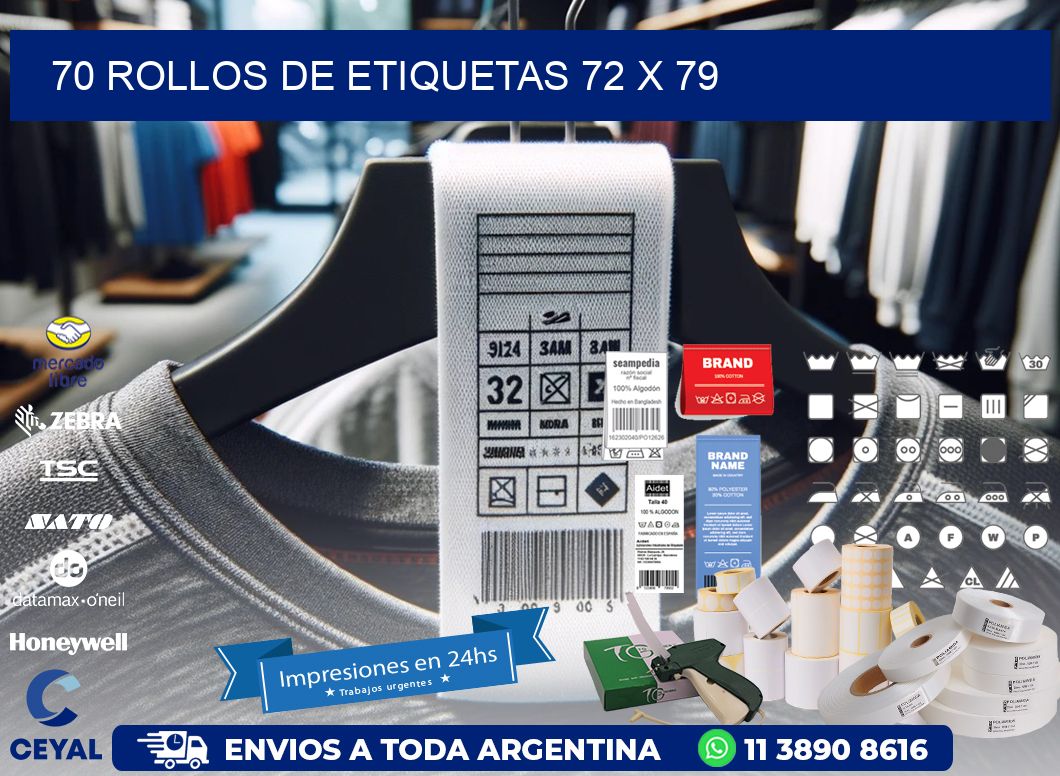 70 ROLLOS DE ETIQUETAS 72 x 79