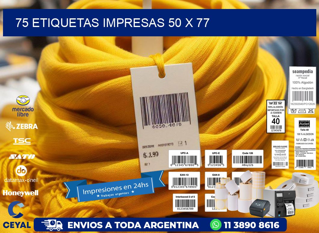 75 ETIQUETAS IMPRESAS 50 x 77
