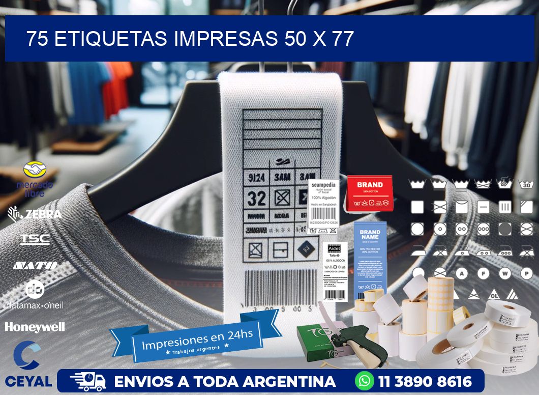 75 ETIQUETAS IMPRESAS 50 x 77