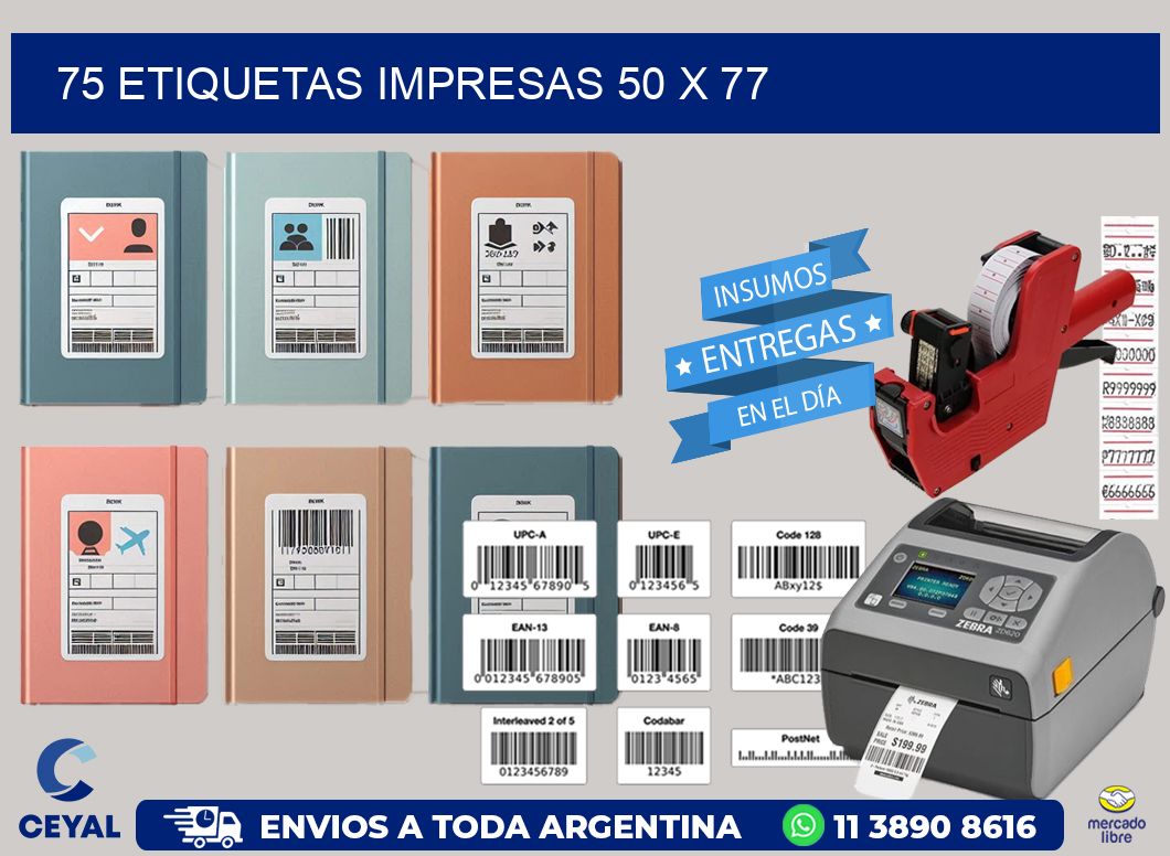 75 ETIQUETAS IMPRESAS 50 x 77