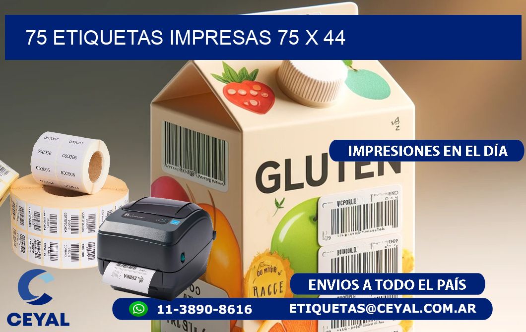 75 ETIQUETAS IMPRESAS 75 x 44