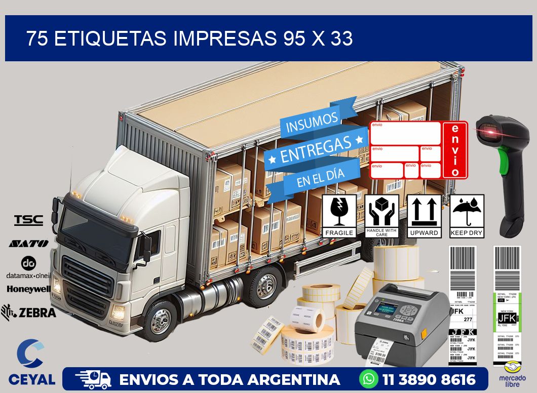 75 ETIQUETAS IMPRESAS 95 x 33