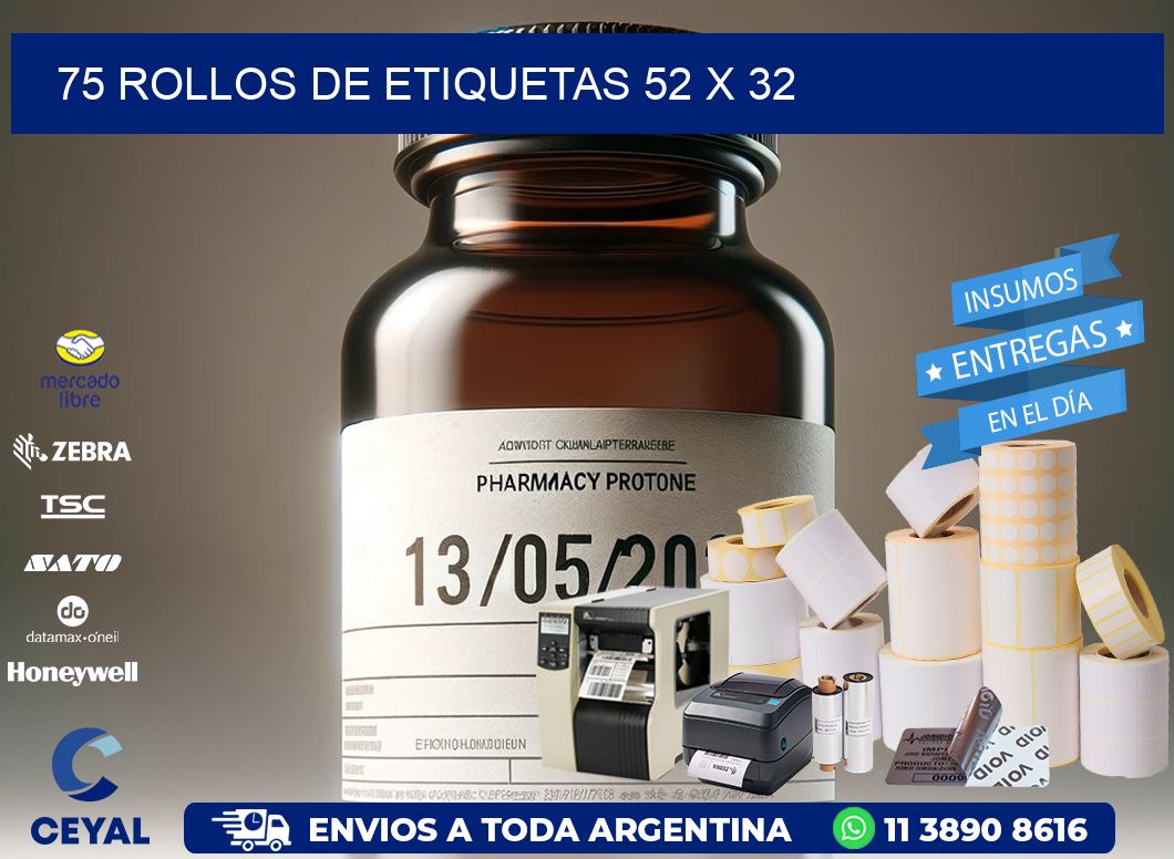 75 ROLLOS DE ETIQUETAS 52 x 32