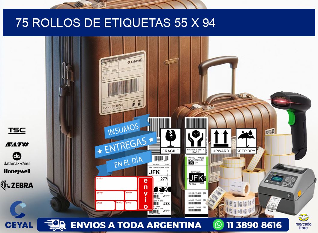 75 ROLLOS DE ETIQUETAS 55 x 94