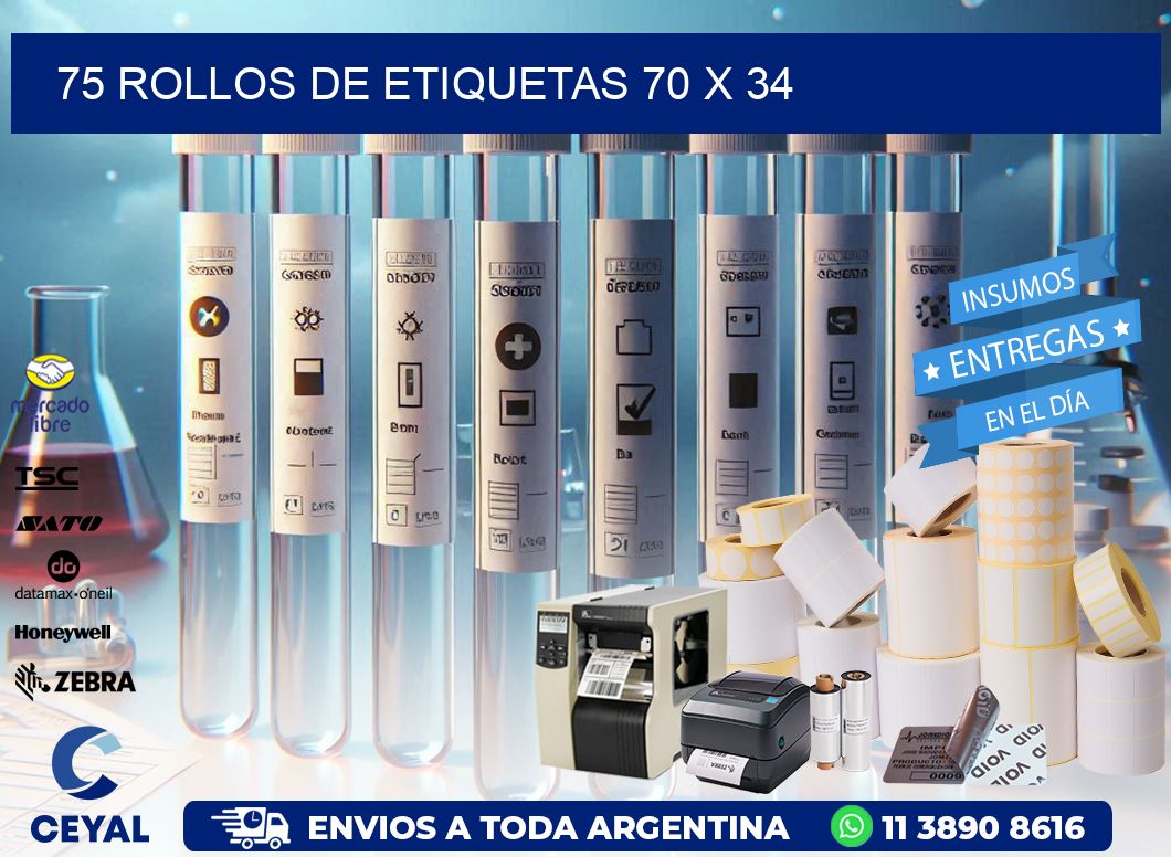 75 ROLLOS DE ETIQUETAS 70 x 34