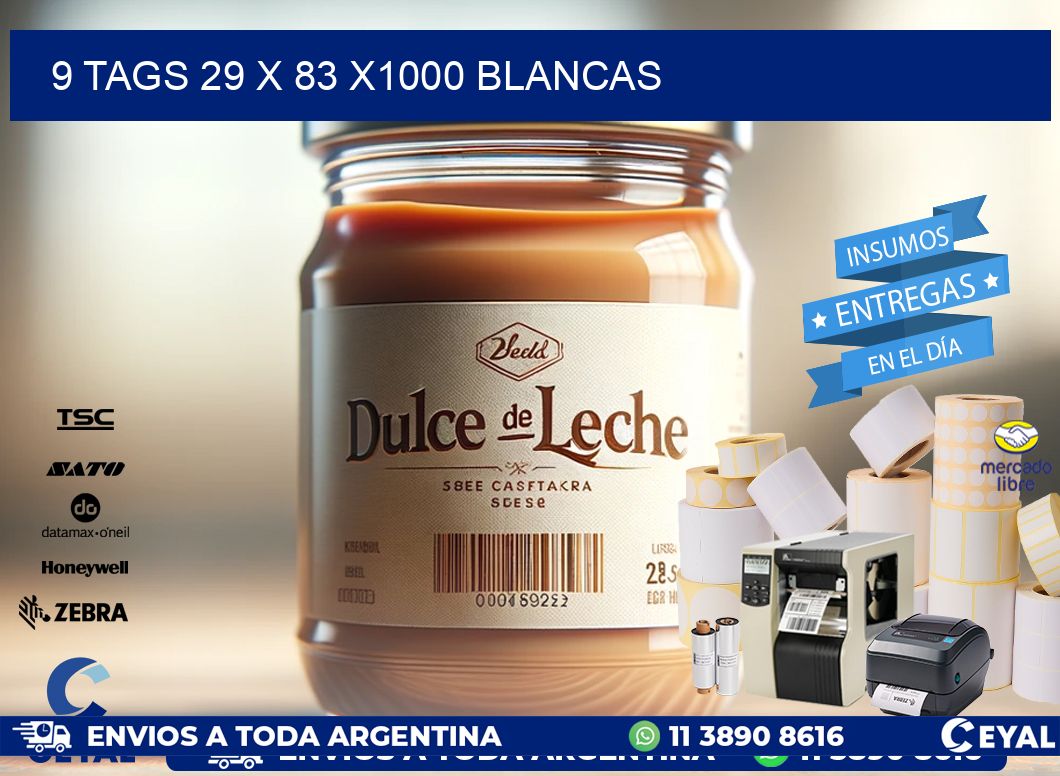 9 TAGS 29 x 83 X1000 BLANCAS