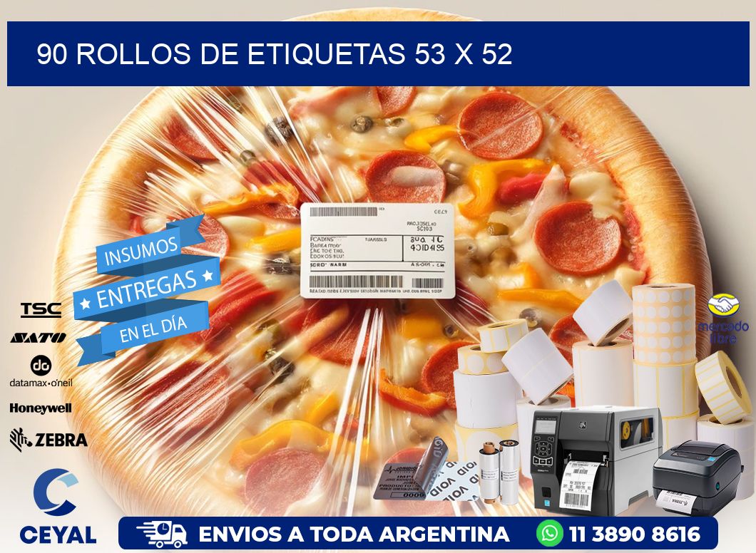 90 ROLLOS DE ETIQUETAS 53 x 52