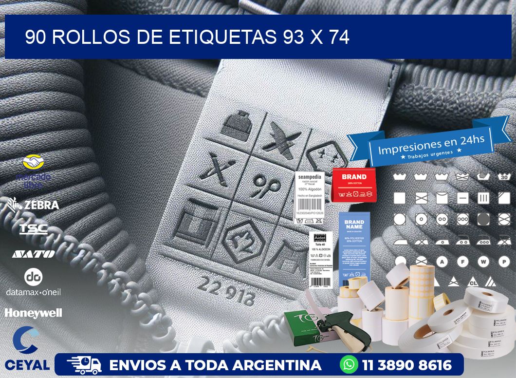 90 ROLLOS DE ETIQUETAS 93 x 74